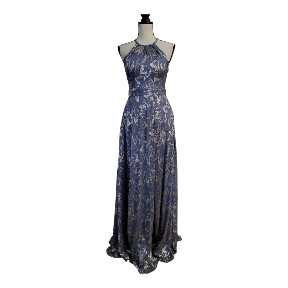 BETSY & ADAM Crinkle Print Gown Womens Size 4 Shimmer Formal